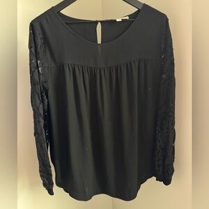 LOFT Black Lace Sleeve Blouse